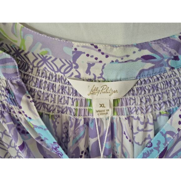 Sold! New w/Tag Lilly Pulitzer Womens Juicy Story Patch Silk Elsa Top XL RT $178 - Picture 9 of 11